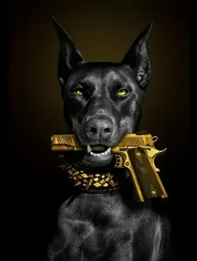 Chien Tenant Un Pistolet